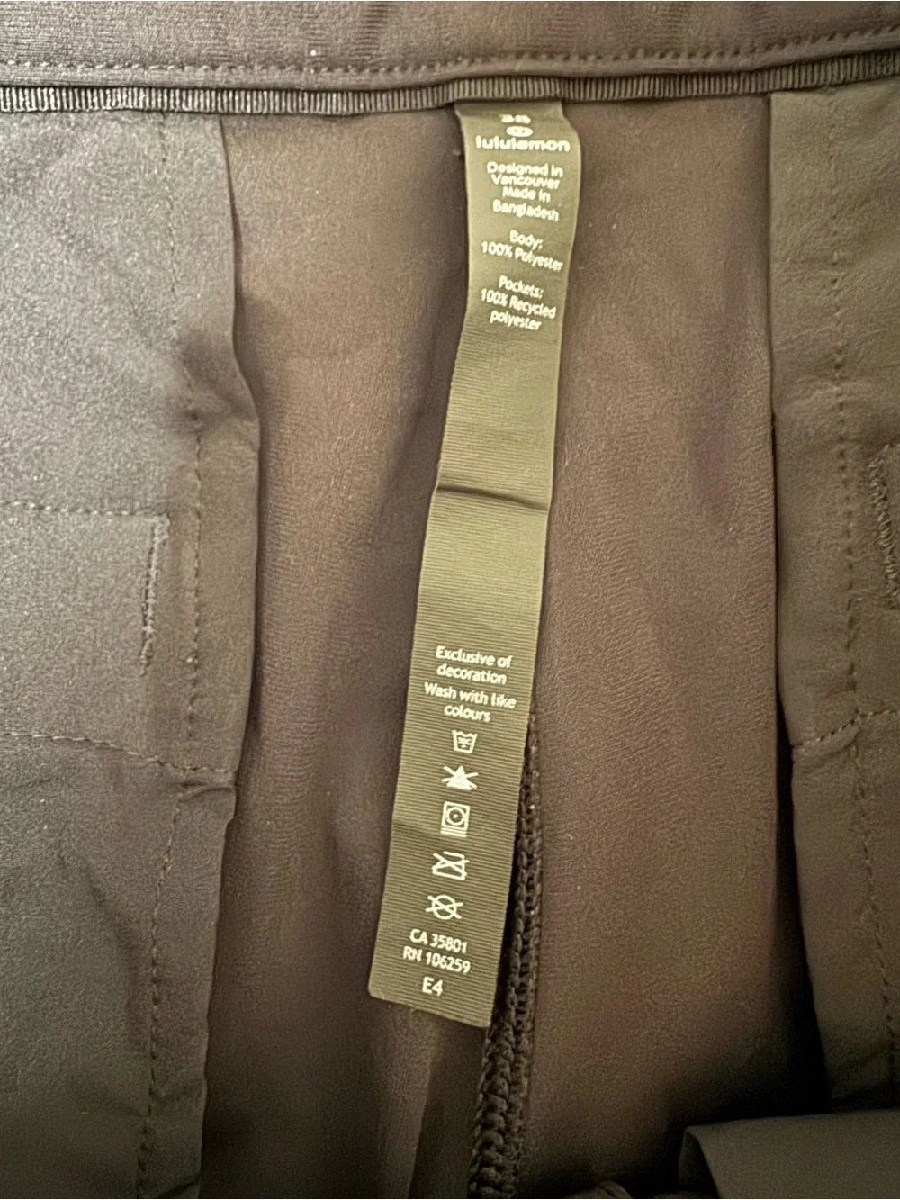 Lululemon Classic Fit Men's Trousers Size 38